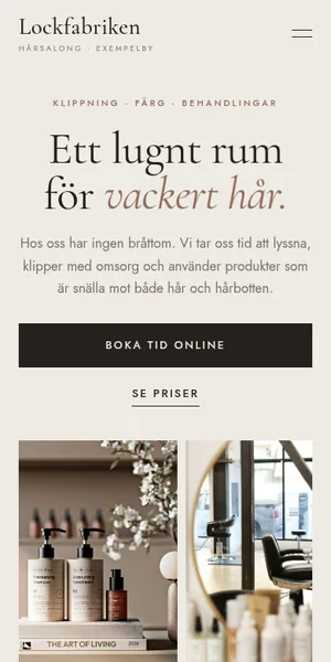 Samma frisörsida i mobilen